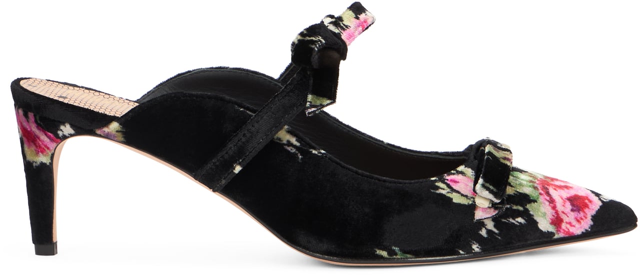 Valentino Elegant black shoes with mid heel and floral pattern. Zwart