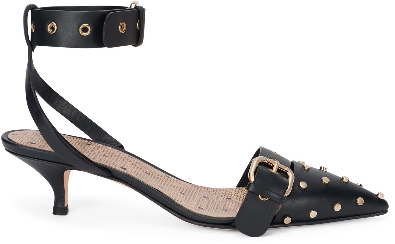 Valentino Elegant black shoe with kitten heel, versatile and chic Zwart