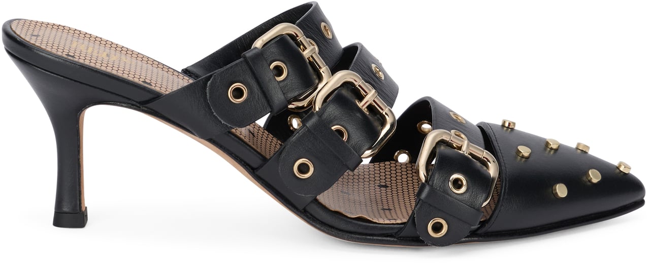 Valentino Elegant shoe with a medium heel and decorative buckles. Zwart