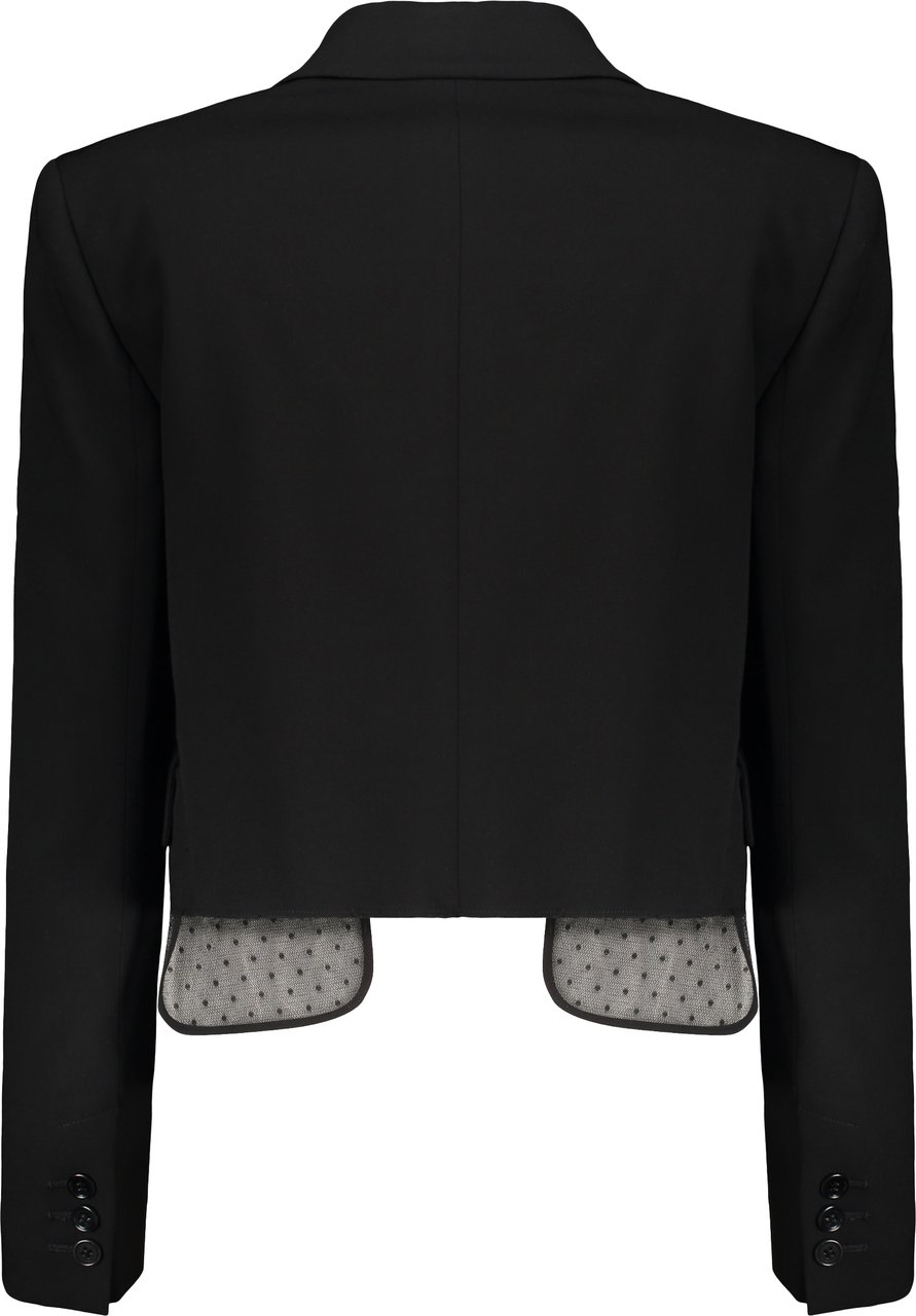 Valentino Black cropped jacket elegant with classic collar Zwart
