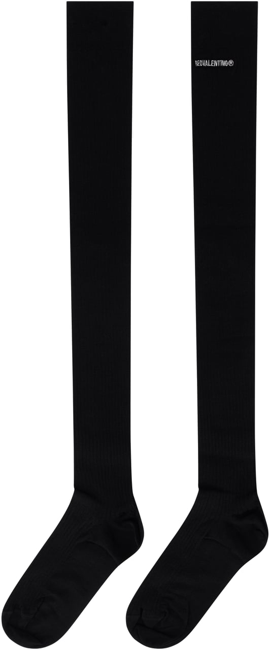 Valentino Black long soft and elegant socks. Zwart