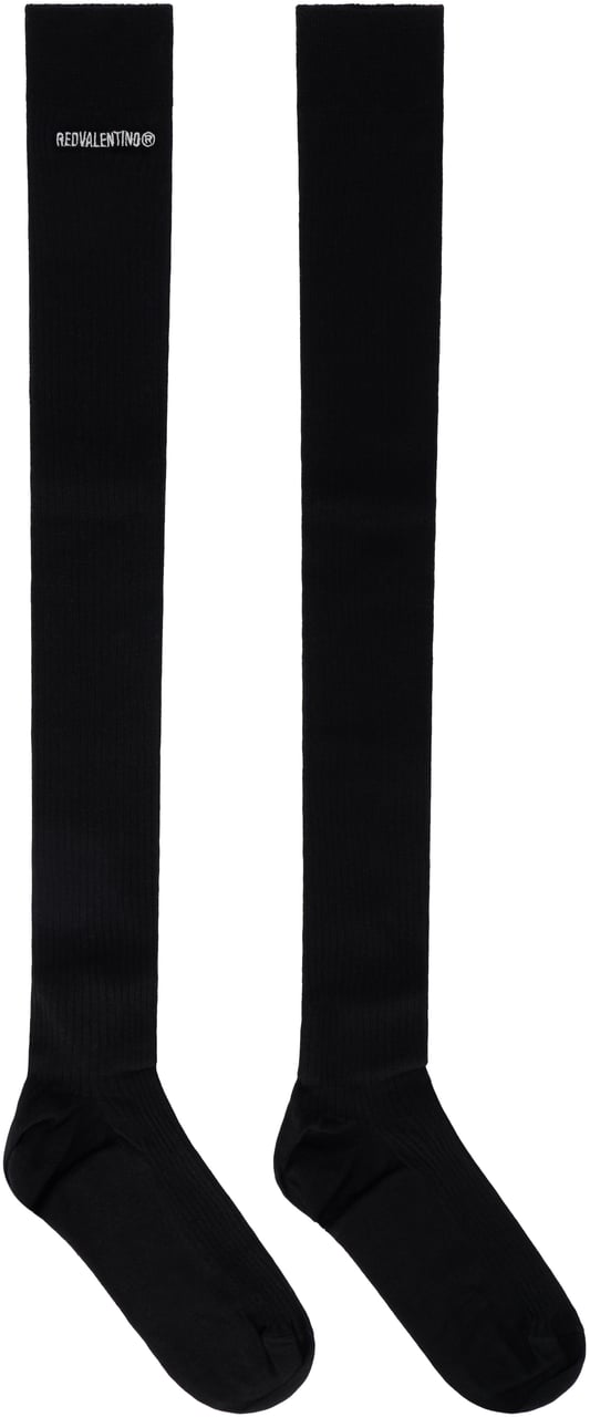 Valentino Black long soft and elegant socks. Zwart