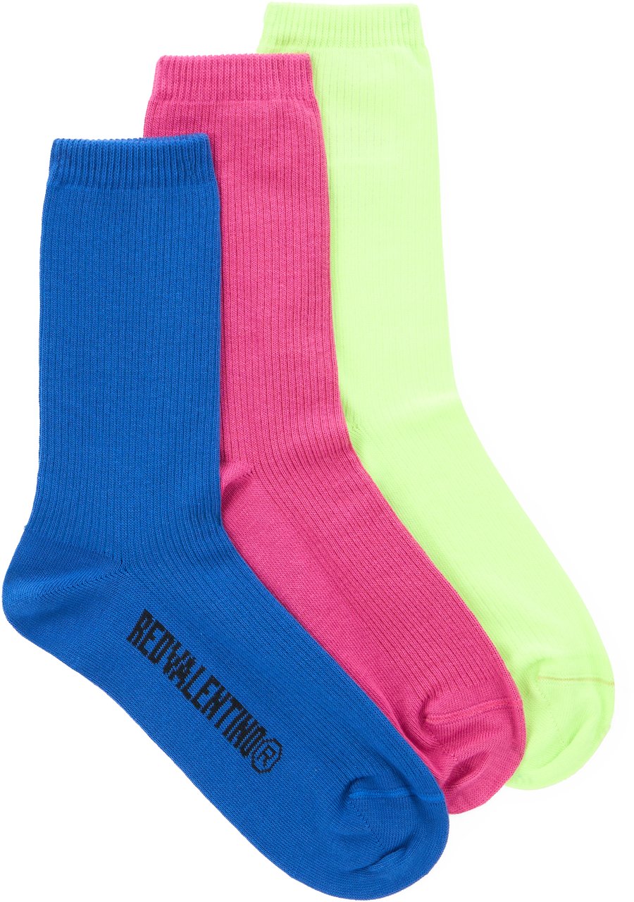 Valentino Set of three vibrant colored socks. Blauw
