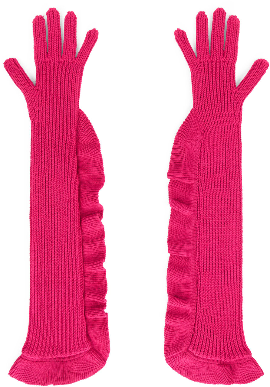 Valentino Fuchsia long gloves with a bold and vibrant style. Roze