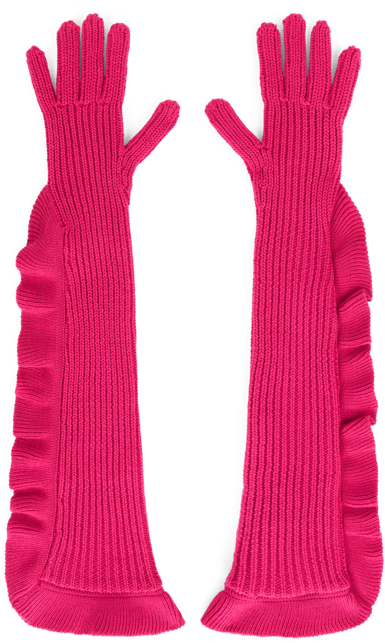 Valentino Fuchsia long gloves with a bold and vibrant style. Roze