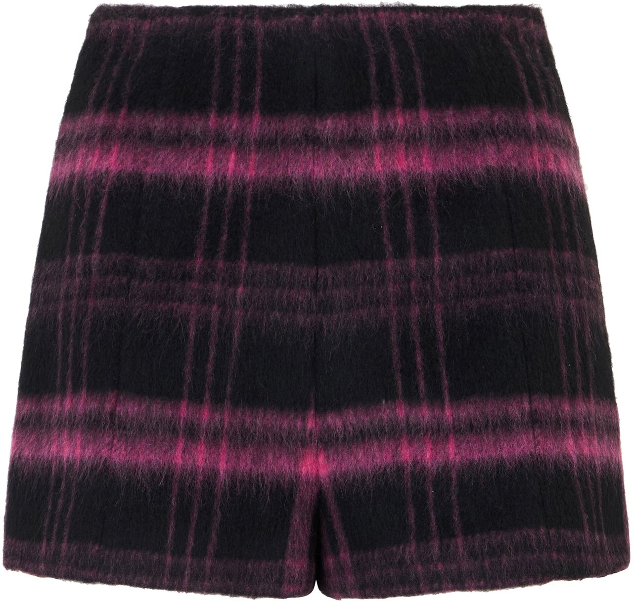 Valentino Black short pants with a check pattern and high waist. Zwart