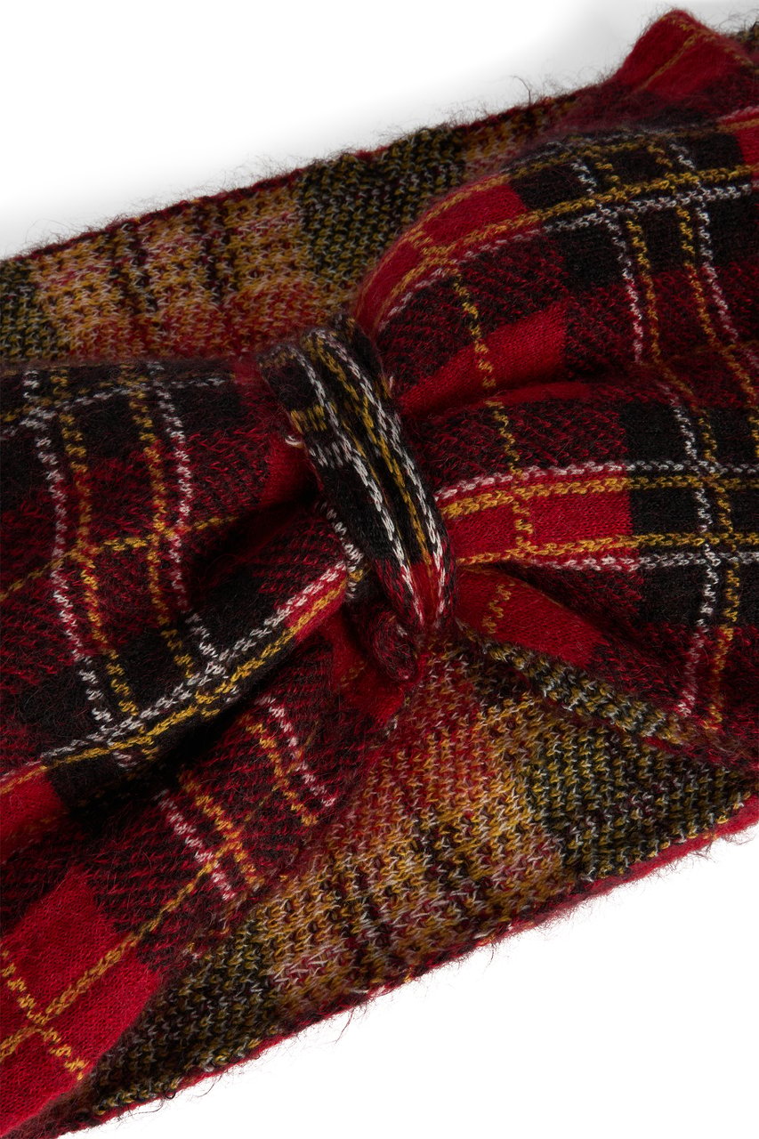 Valentino Elegant hairband with red and black tartan pattern. Rood