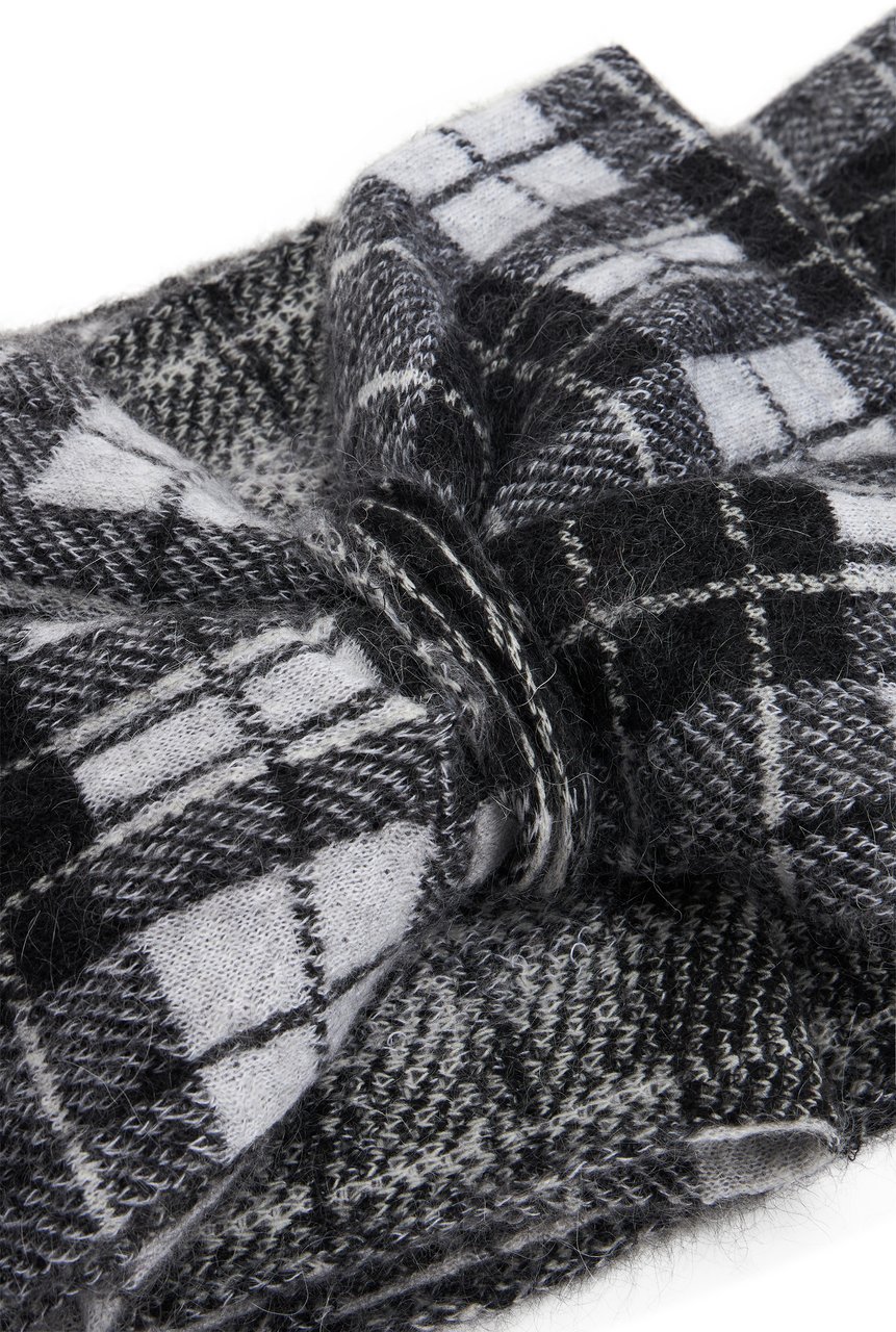 Valentino Checked headband in white and black. Zwart