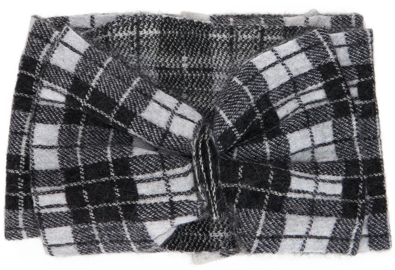 Valentino Checked headband in white and black. Zwart