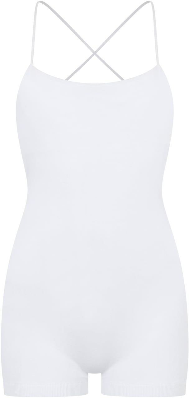 Valentino Short white jumpsuit with crisscross straps, casual and versatile. Wit