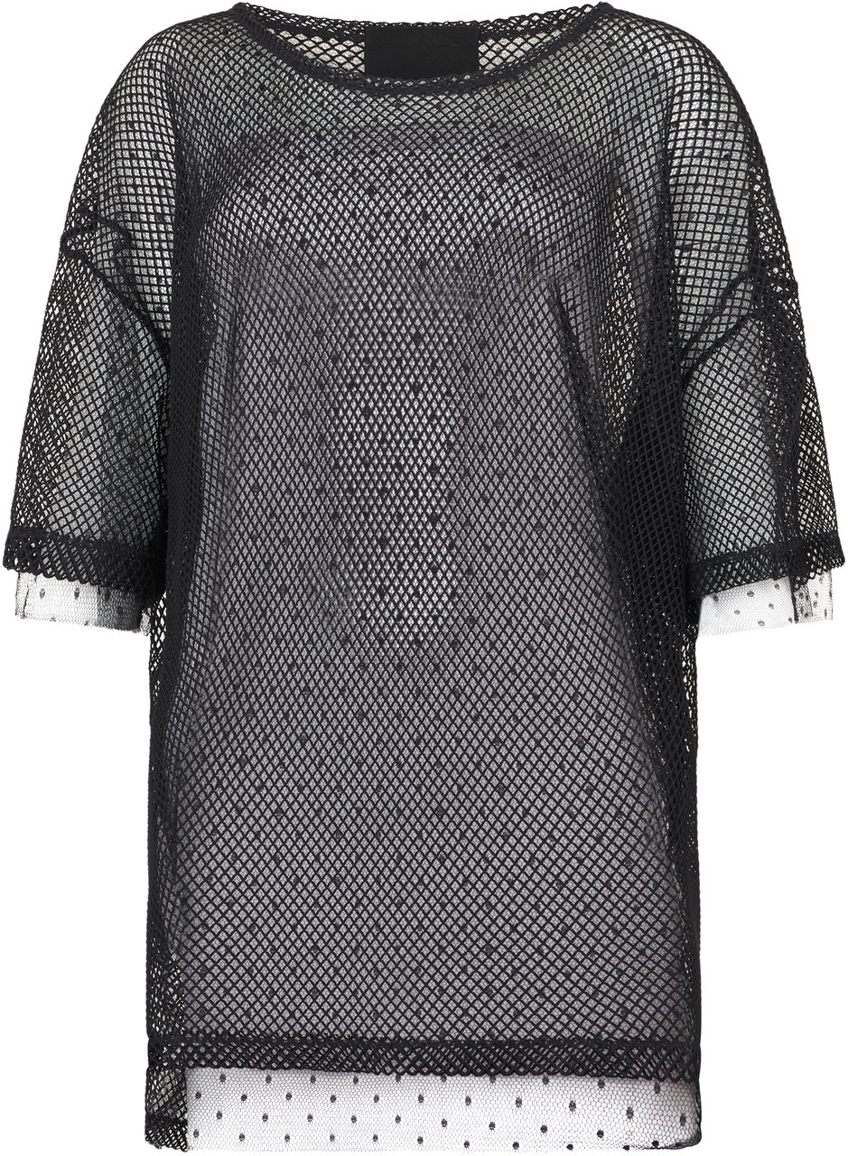 Valentino Black see-through short-sleeve T-shirt Zwart