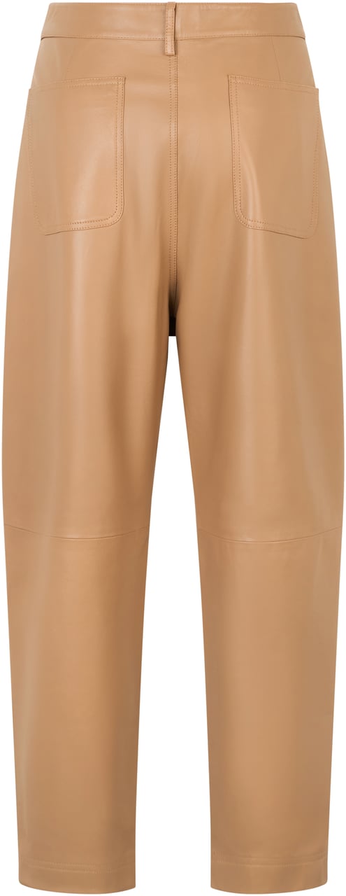 Valentino Camel colored leather pants with high waist Neutraal