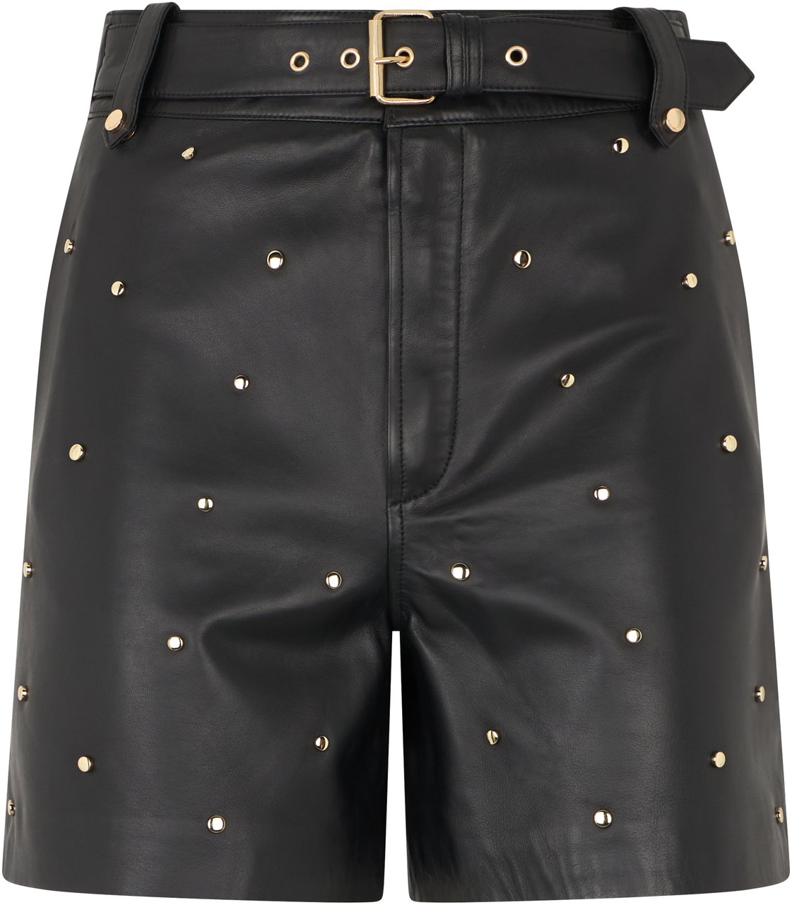 Valentino Black leather shorts with modern and chic design. Zwart