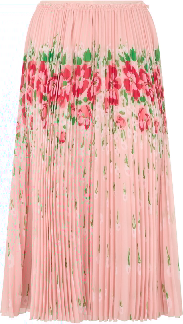 Valentino Long pink skirt with elegant floral pattern. Roze
