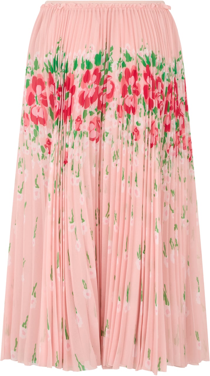 Valentino Long pink skirt with elegant floral pattern. Roze