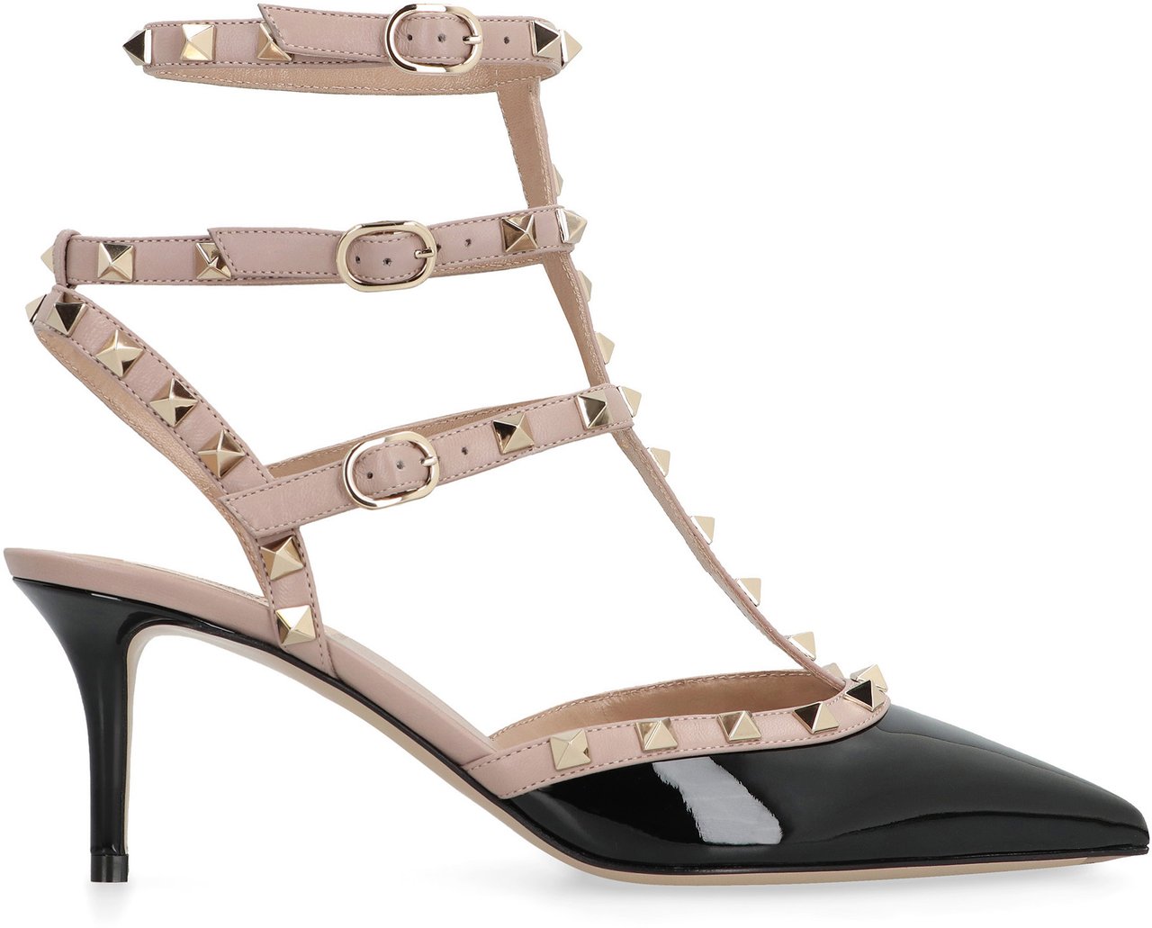 Valentino Rockstud Patent leather slingback pumps Zwart