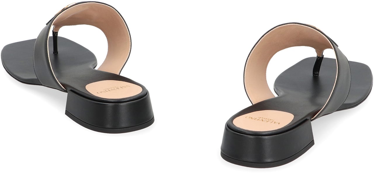 Valentino VLogo Signature Leather slides Zwart