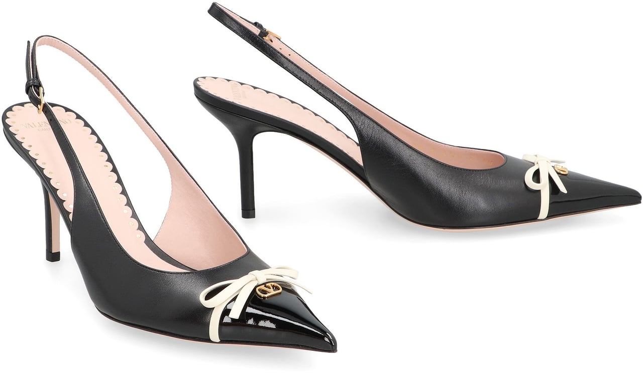 Valentino Leather slingback pumps Zwart