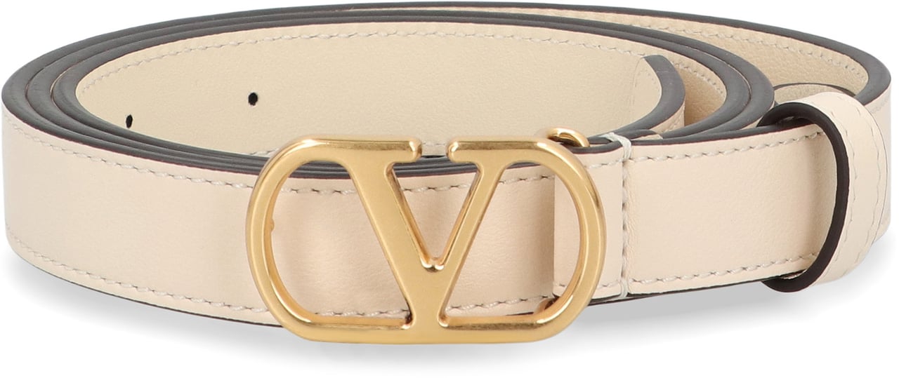 Valentino Vlogo Signature Leather belt Wit