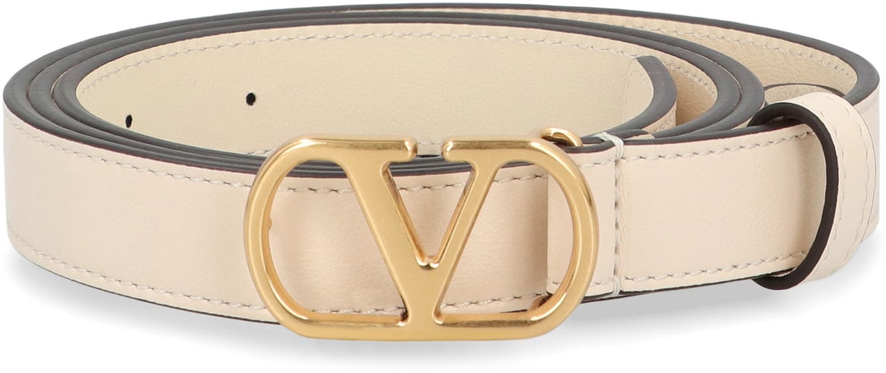 Valentino Vlogo Signature Leather belt Wit