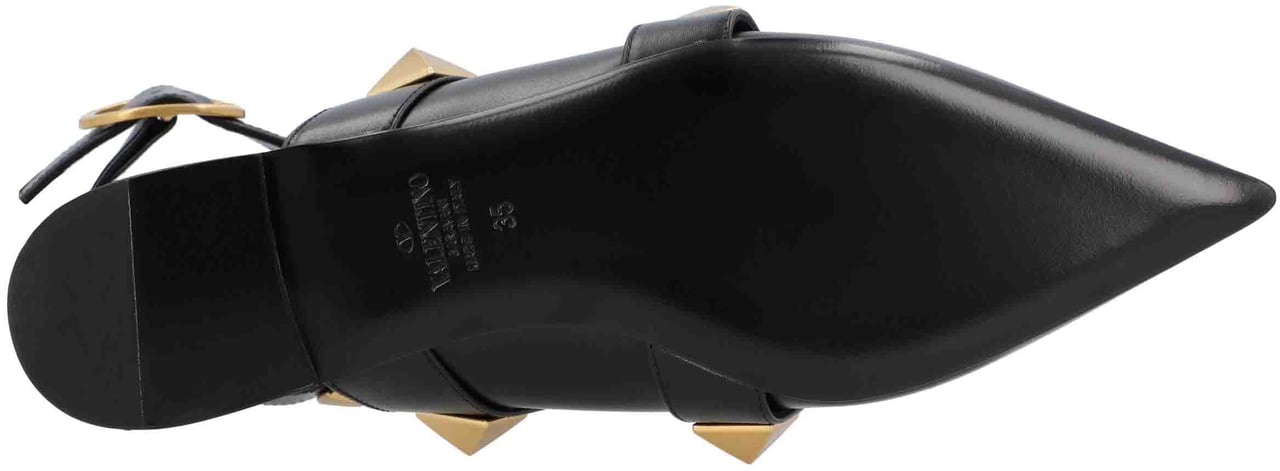 Valentino Black Ballerinas With Iconic Roman Stud Rivets Zwart