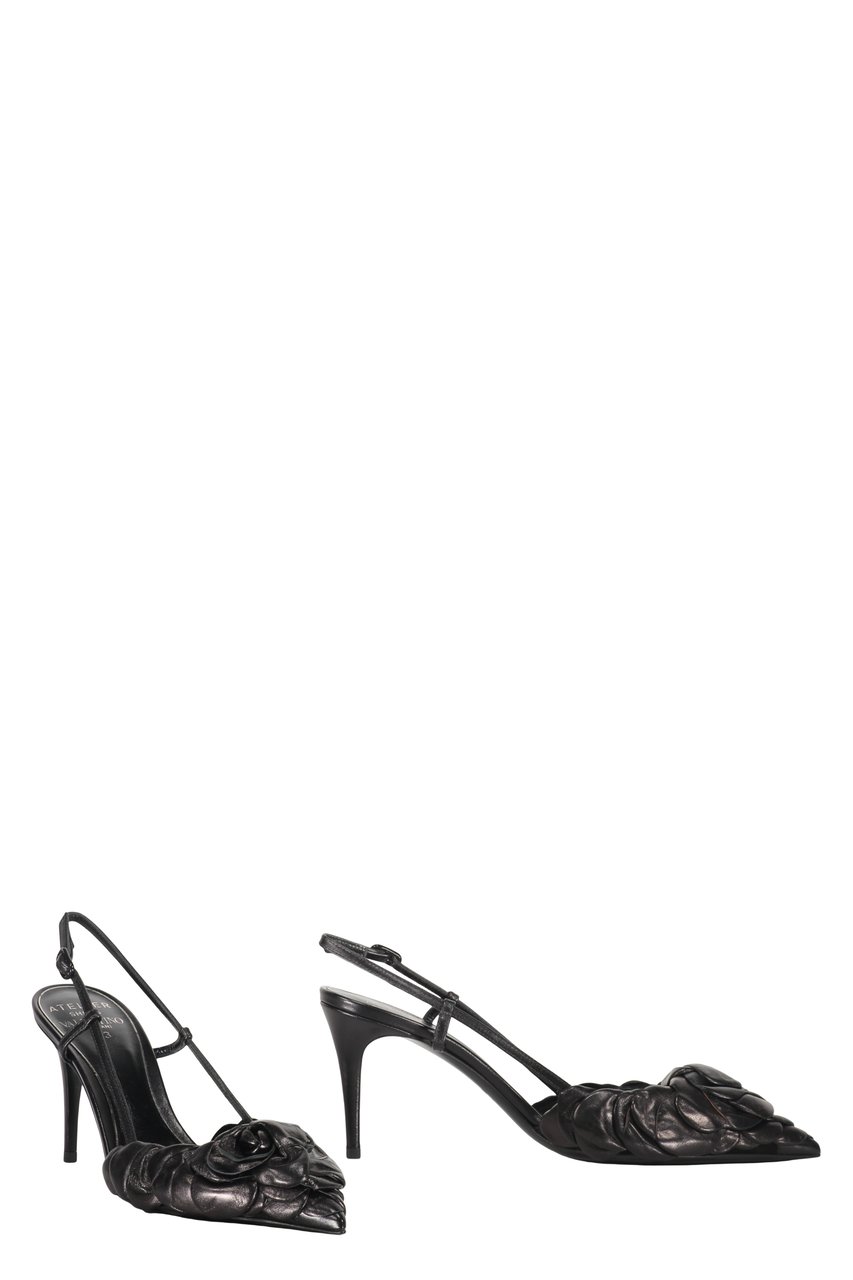 Valentino Leather slingback pumps Zwart