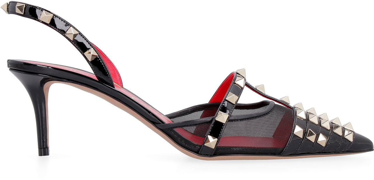 Valentino Studded leather slingbacks Zwart