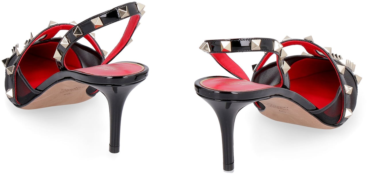 Valentino Studded leather slingbacks Zwart