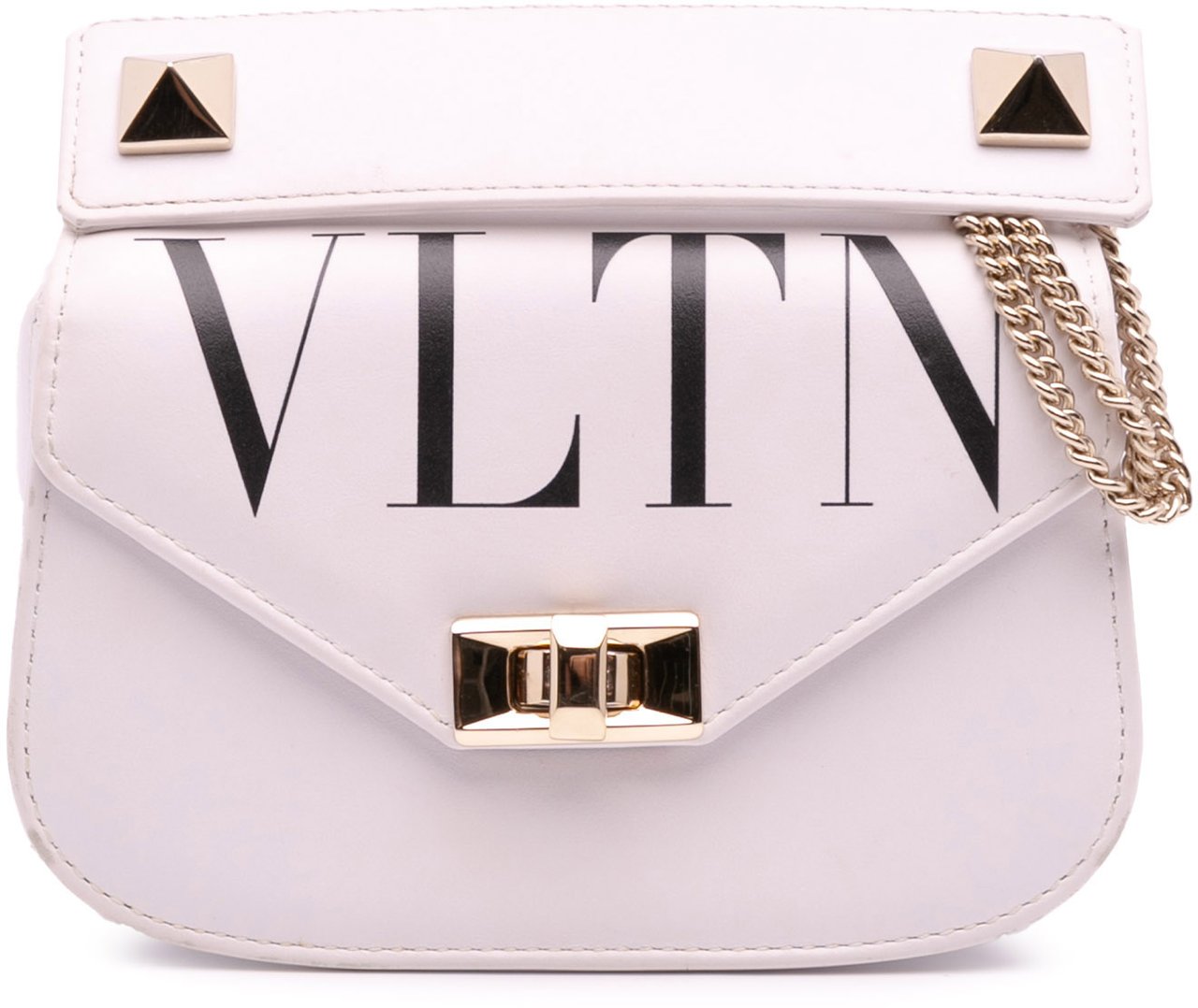 Valentino Small Leather VLTN Chain Crossbody Wit