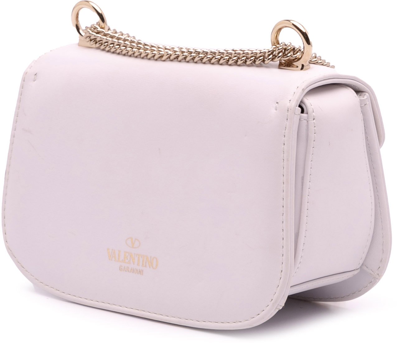 Valentino Small Leather VLTN Chain Crossbody Wit