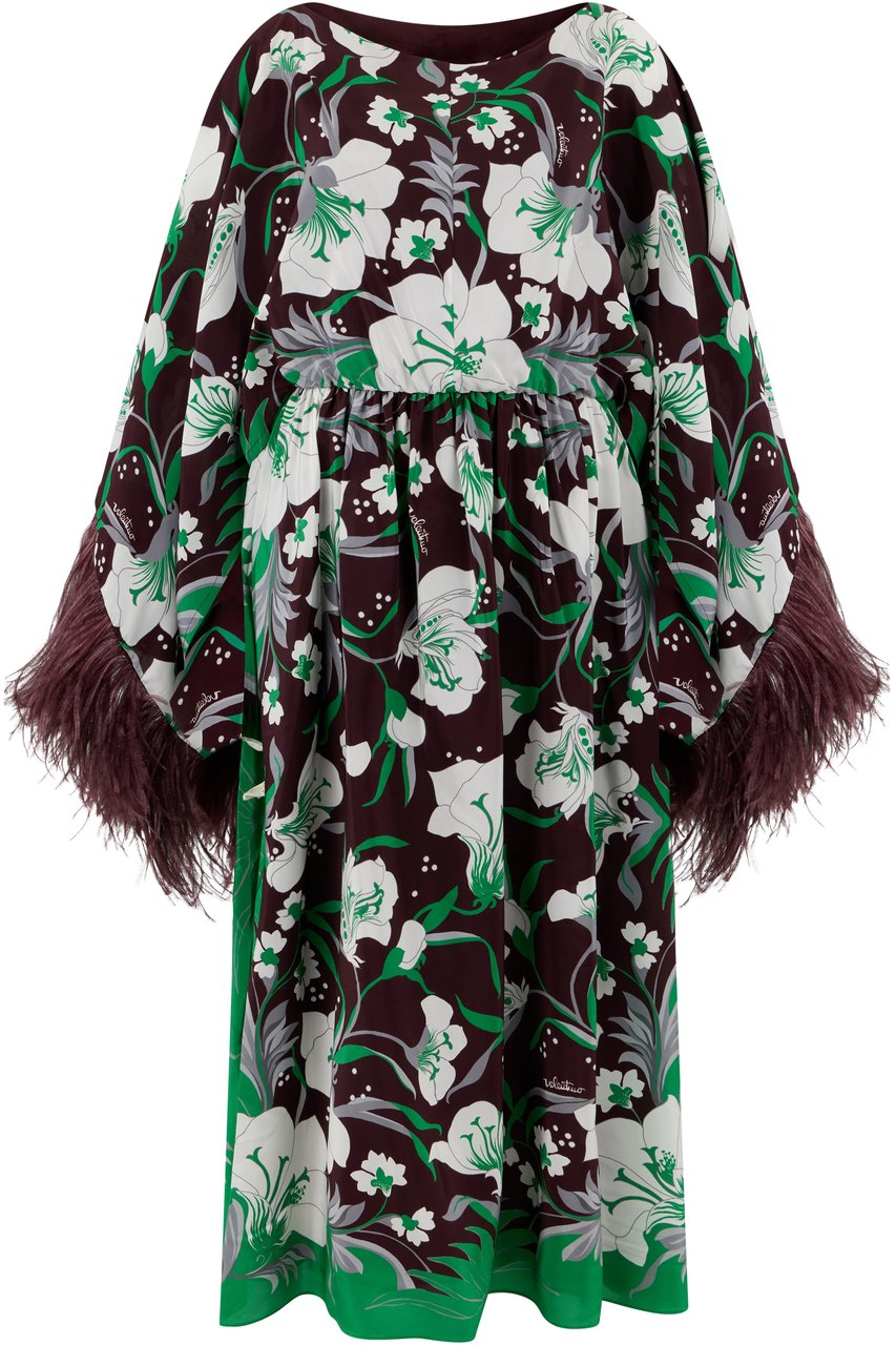 Valentino Floral dress with bell sleeves Paars