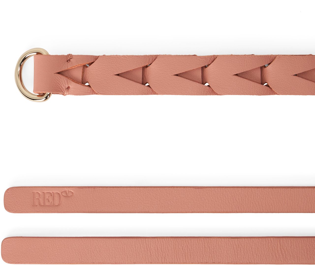 Valentino Belt in salmon pink faux leather, elegant and modern. Neutraal