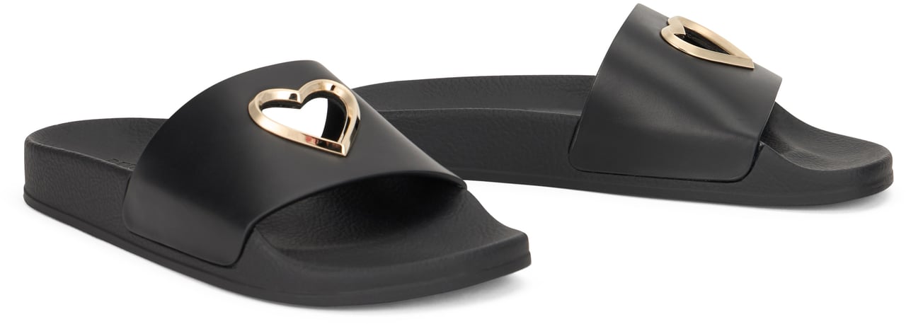 Valentino Black ciabatta open with a casual and versatile design. Zwart