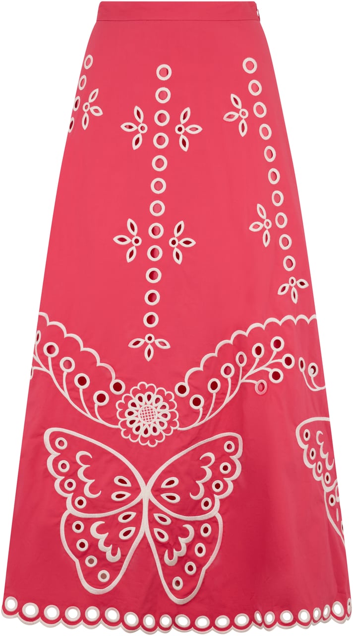 Valentino Long fuchsia skirt with decorative inserts in elegant design. Neutraal