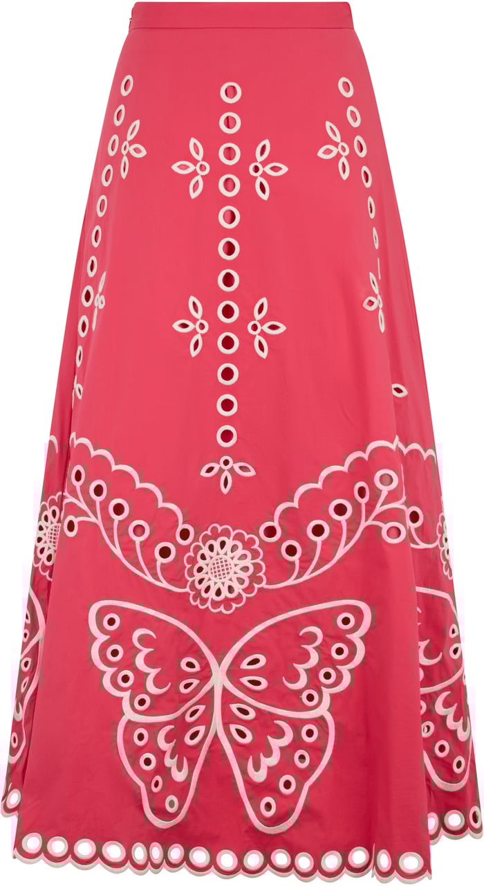 Valentino Long fuchsia skirt with decorative inserts in elegant design. Neutraal