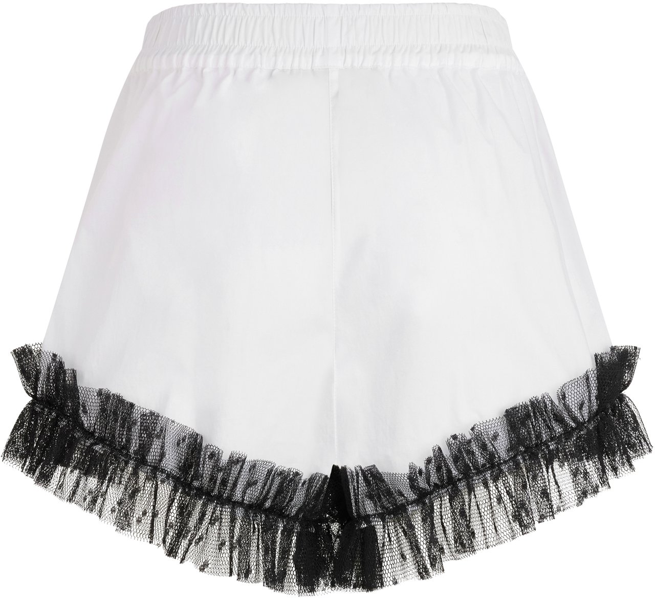 Valentino Elegant white shorts with black tulle at the hem. Wit