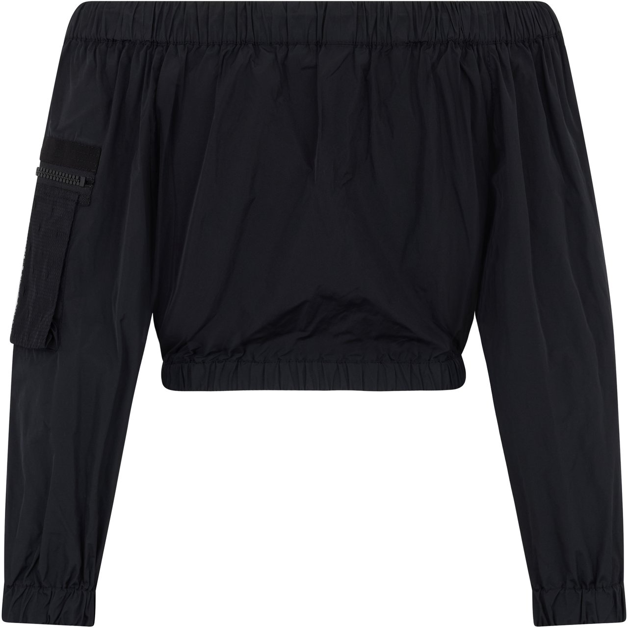 Valentino Black fitted cropped jacket with zip and pockets. Zwart