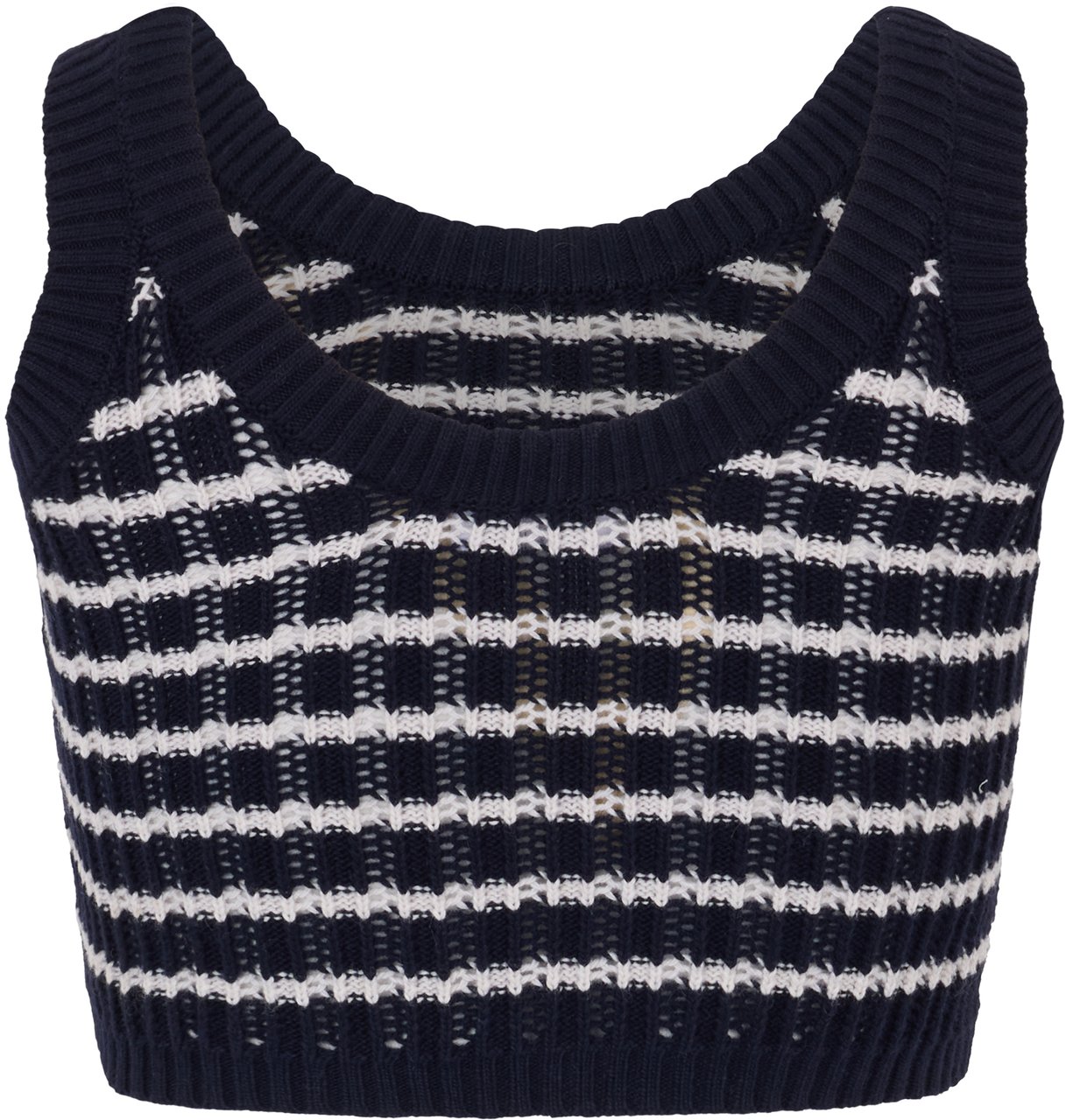 Valentino Short dark blue striped top, casual and versatile. Blauw