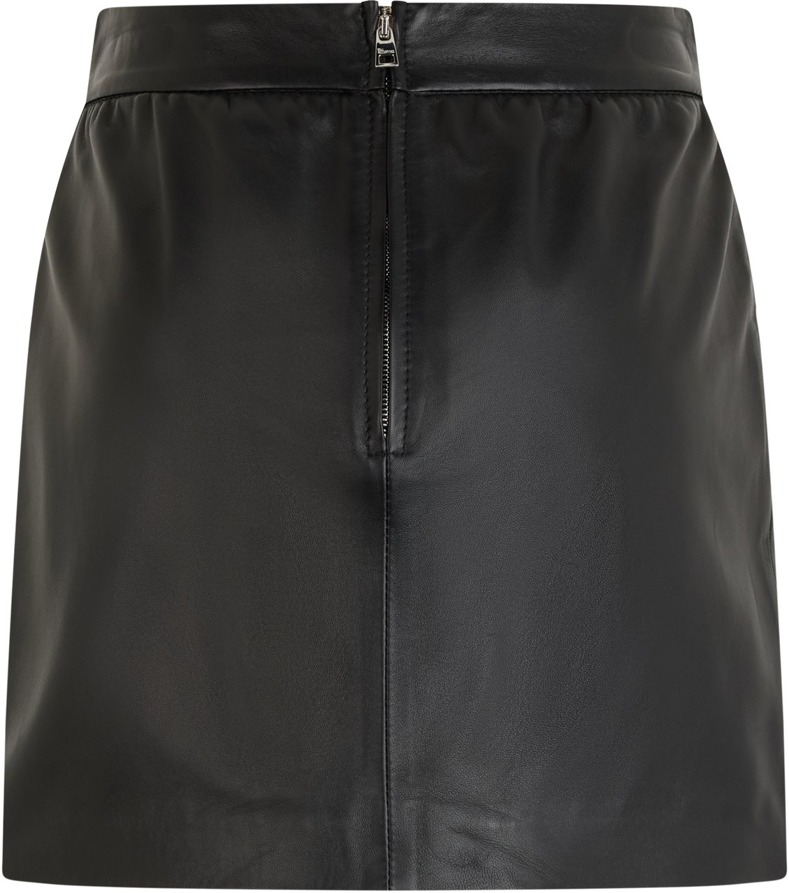 Valentino Elegant short black leather skirt. Zwart