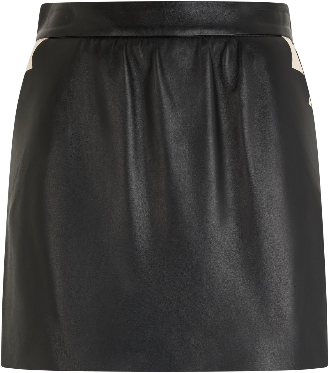 Valentino Elegant short black leather skirt. Zwart