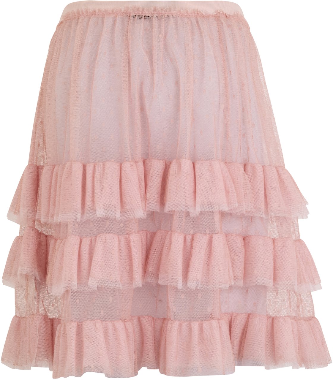 Valentino Short knee-length pink skirt layered with frills Roze