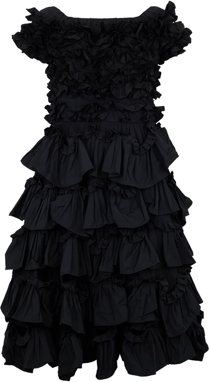 Valentino Elegant black dress with ruffles Zwart