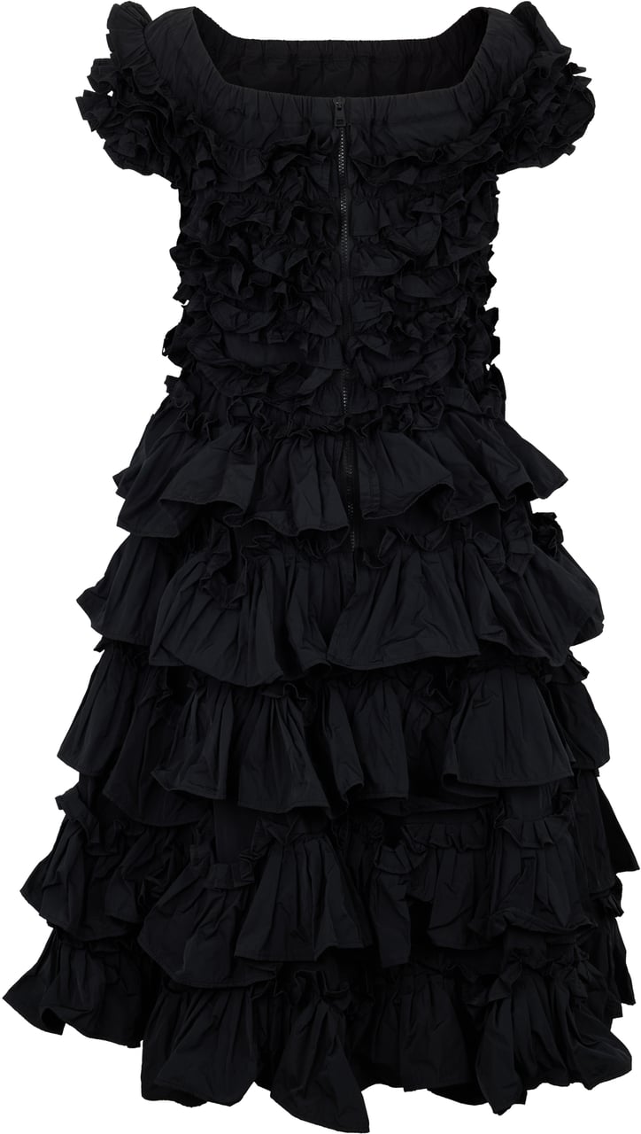 Valentino Elegant black dress with ruffles Zwart