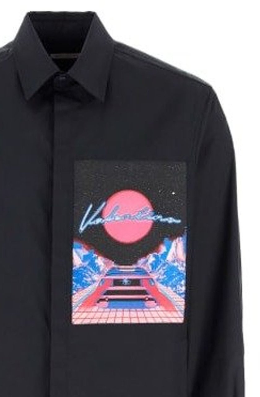 Valentino Valentino Logo Patch Shirt Zwart