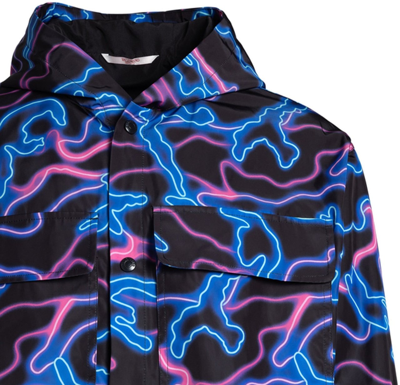 Valentino Valentino Printed Hooded Jacket Blauw