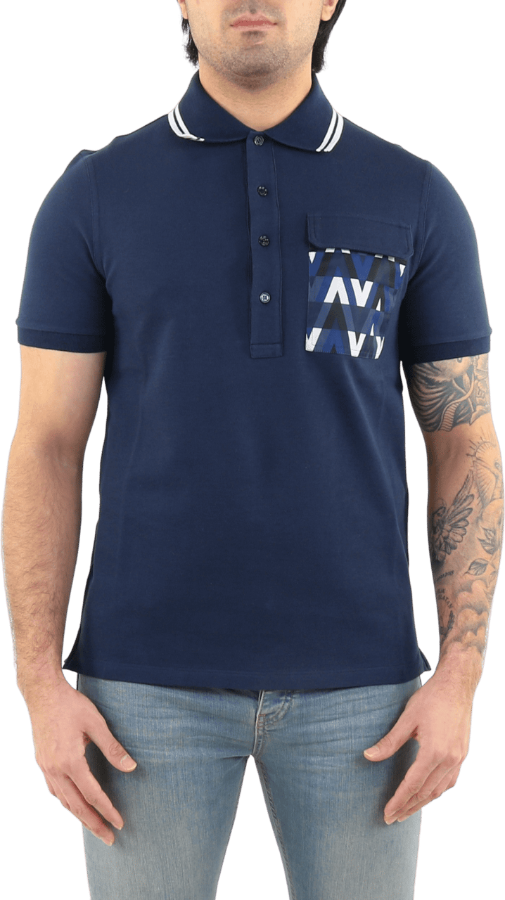Valentino Heren Polo Jersey, Regular, Tasca Ny Blauw