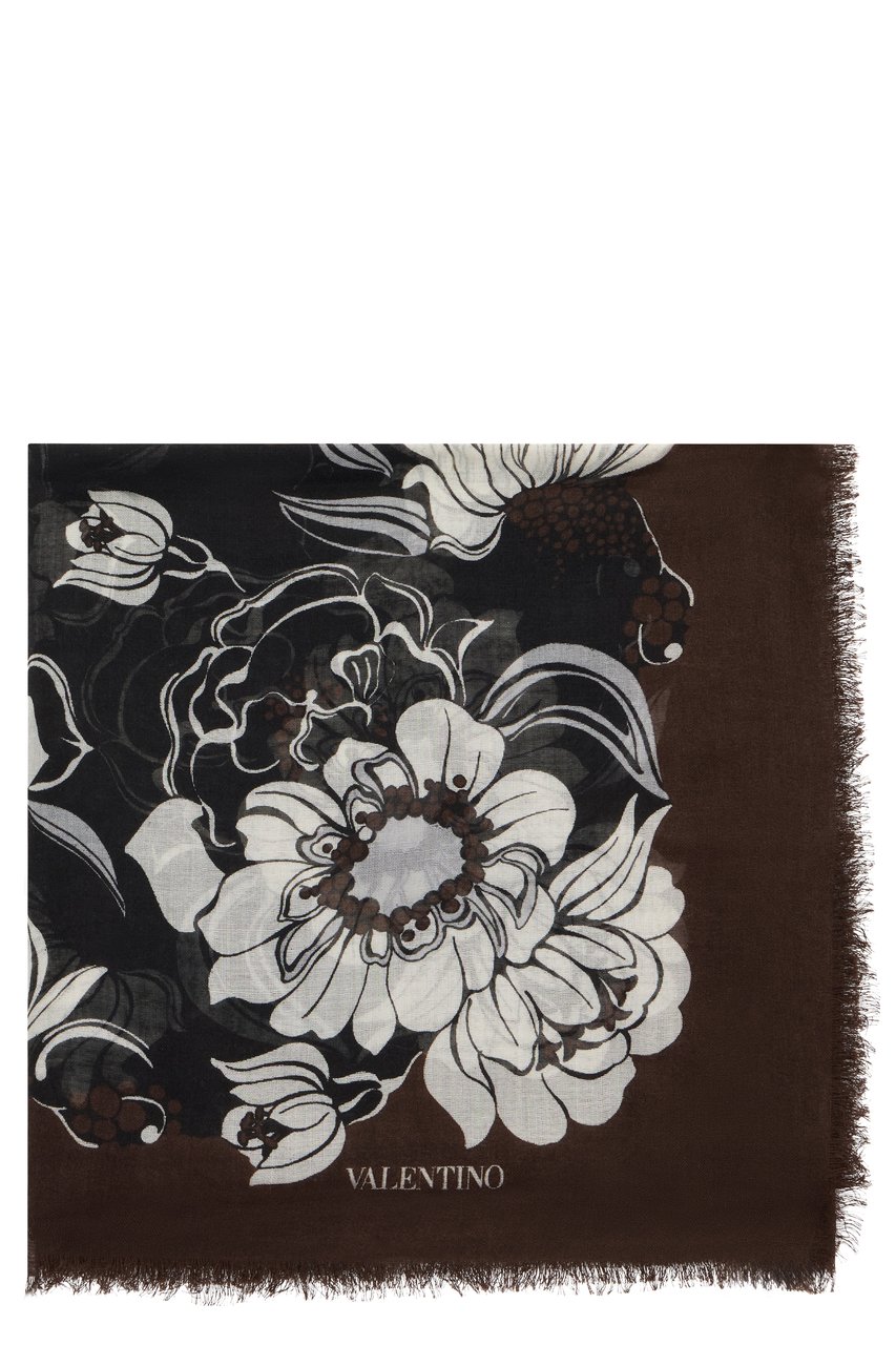 Valentino Elegant scarf with exquisite floral print Bruin