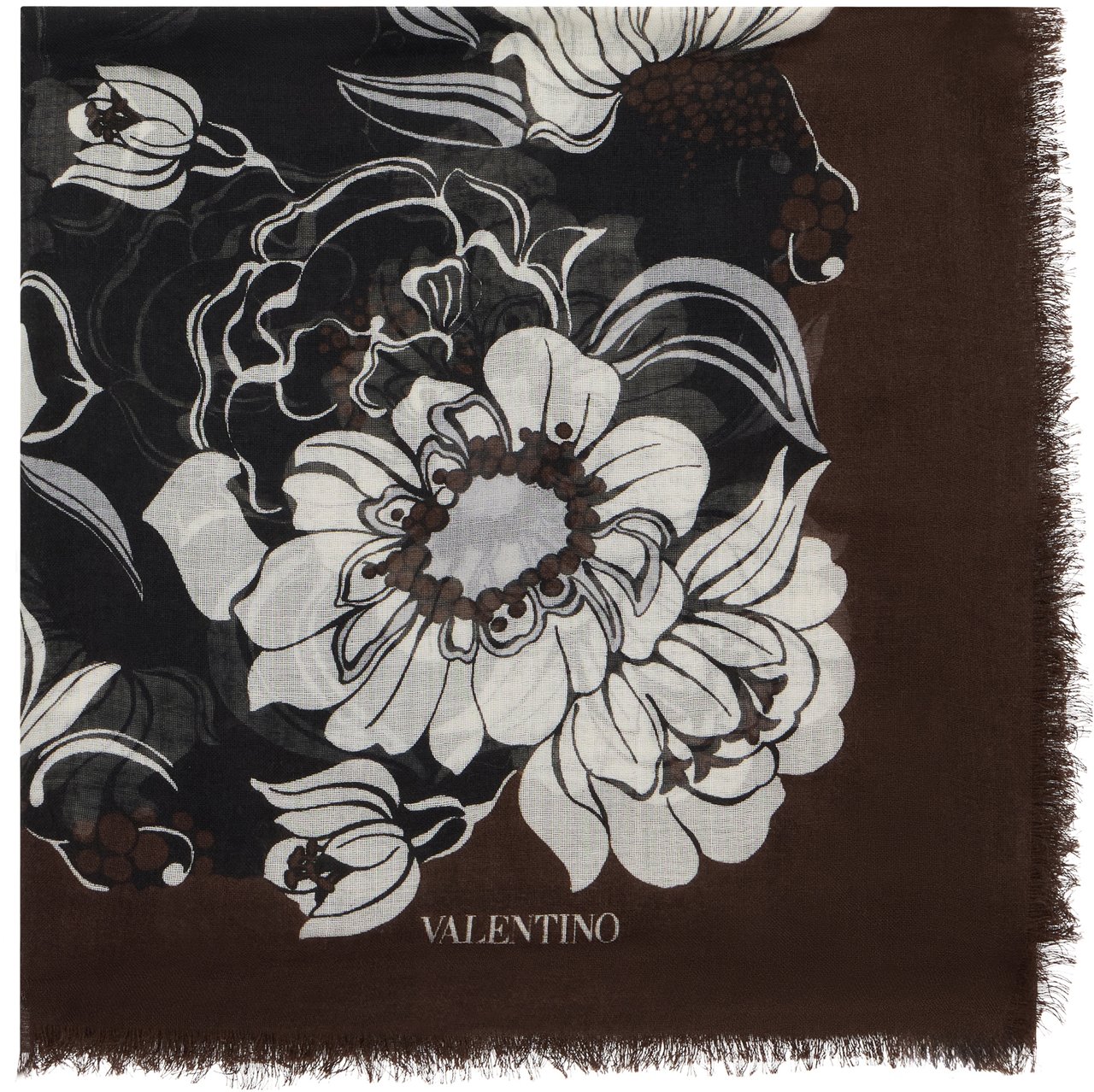 Valentino Elegant scarf with exquisite floral print Bruin