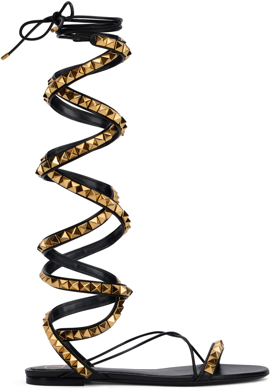 Valentino Spiral low sandals Zwart