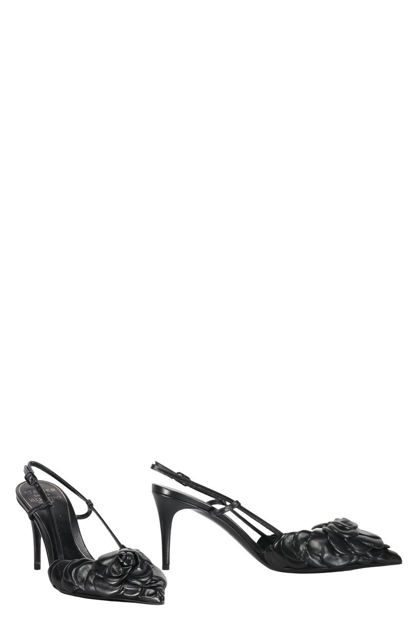 Valentino Leather slingback pumps Zwart